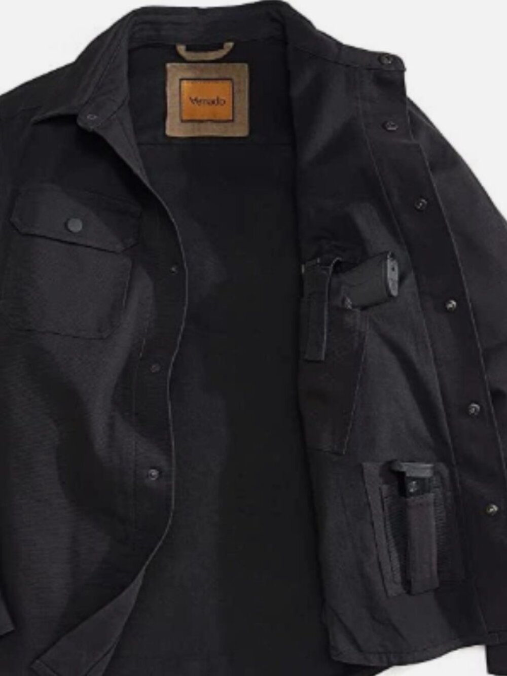 Concealed Carry Flannel Lined Canvas Shirt Jacket - Black